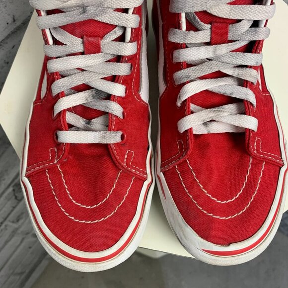 Vans Off The Wall Skateboard Shoe Red Canvas High Top Casual Sneaker - Picture 3 of 8